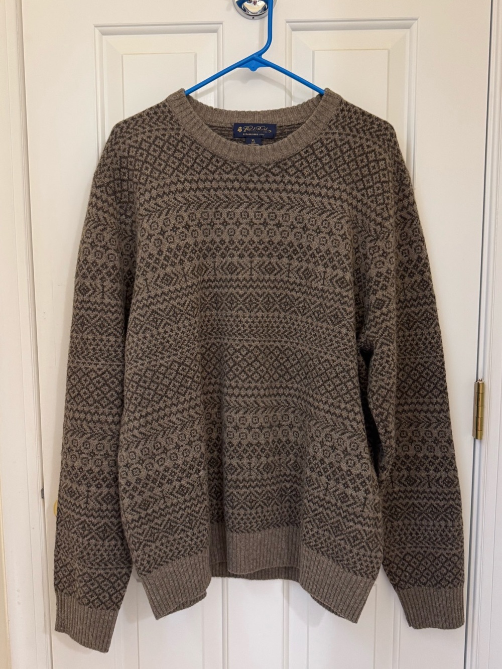 Brooks Brothers Brown Fair Isle Crewneck Sweater
